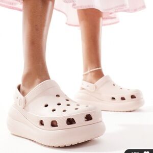 CROCS CLASSIC CRUSH PLATFORM SHIMMER PINK CLOG SIZE 10